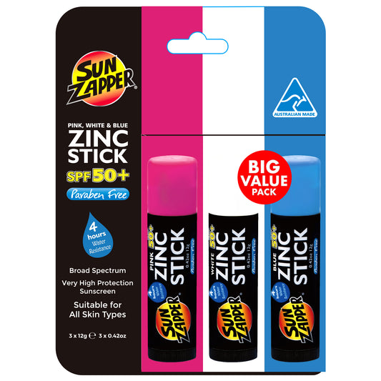 Zinc Sticks - 3-Pack: Pink, White & Blue - SPF 50+