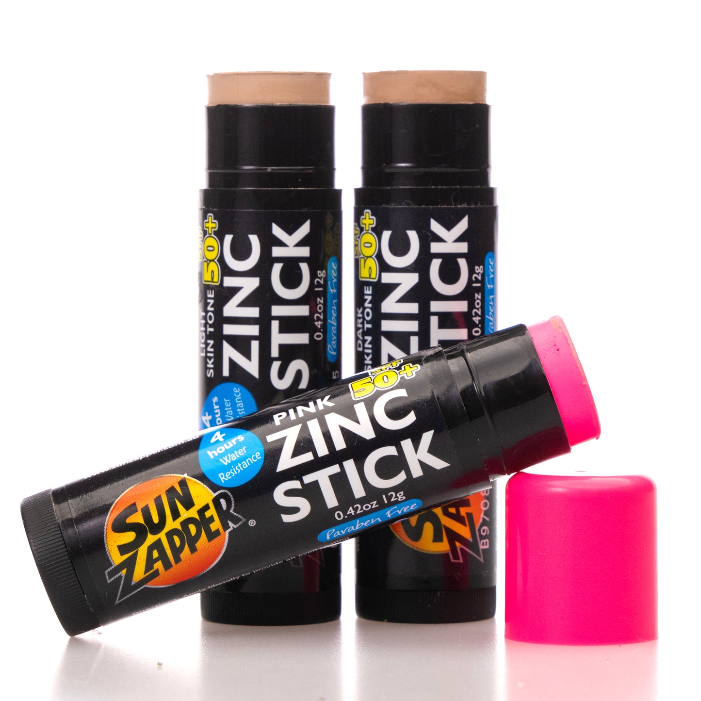 Zinc Sticks Beauty 3-Pack: Light Skin Tone, Dark Skin Tone, Pink- SPF 50+