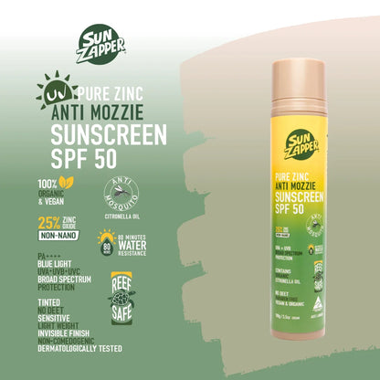 Mosquito Repellent Sunscreen SPF 50 – DEET-Free, Citronella, Reef Safe, Tinted