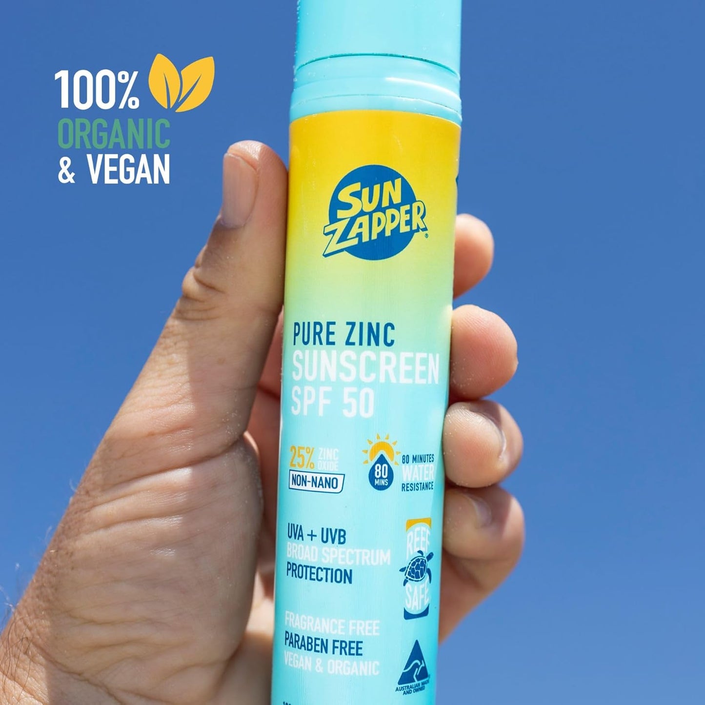 Pure Zinc Mineral Sunscreen SPF 50 – Reef Safe, Organic, Pump Bottle