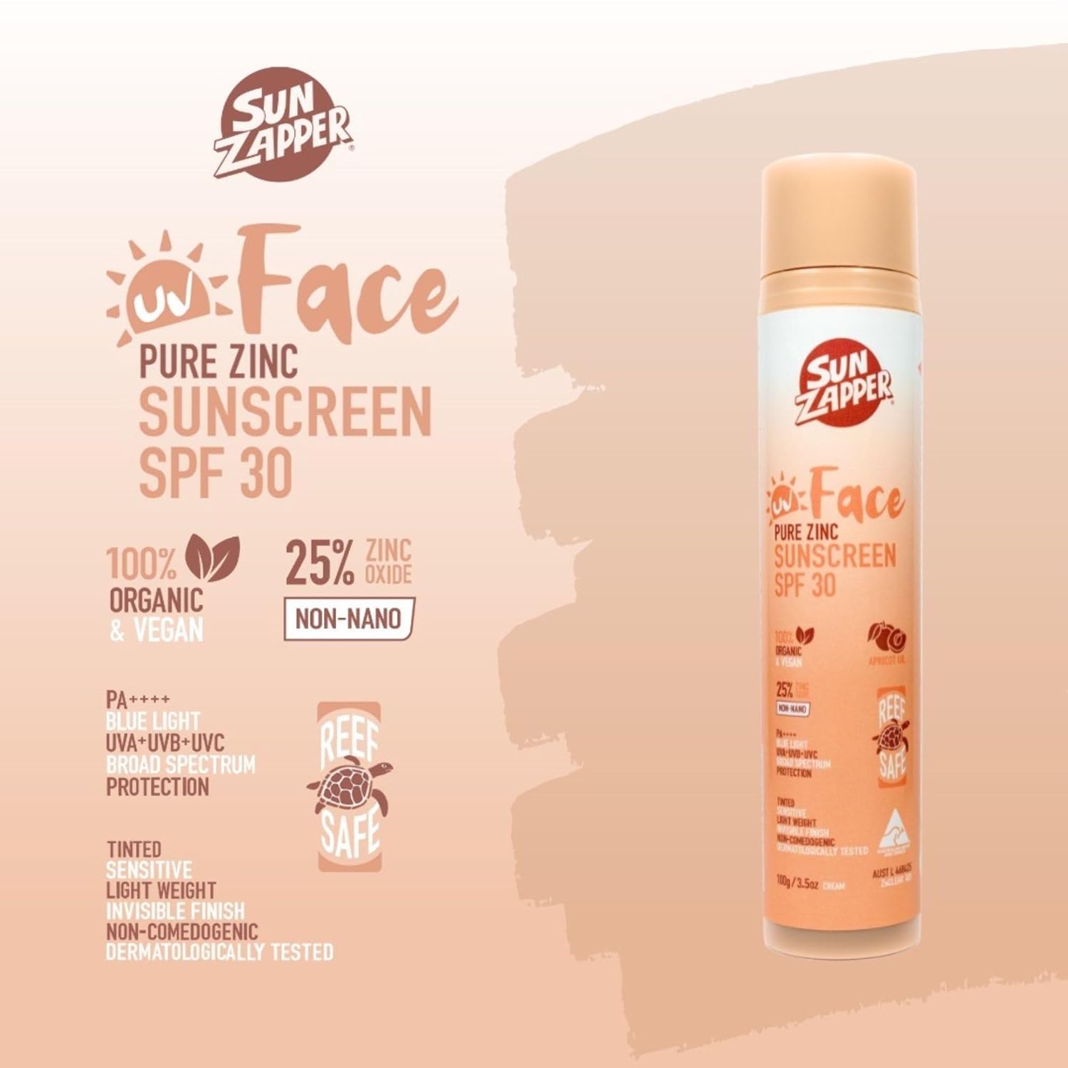 Mineral Face Sunscreen SPF 30 Tinted Zinc Oxide - Sun Zapper — Sun
