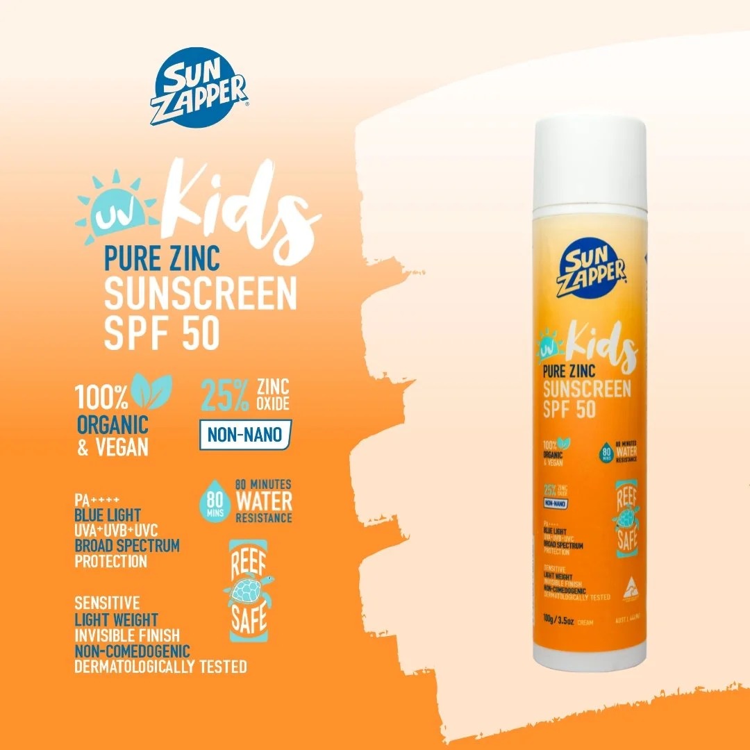 Kids Sunscreen SPF 50 Mineral Zinc Oxide Reef Safe - Sun Zapper