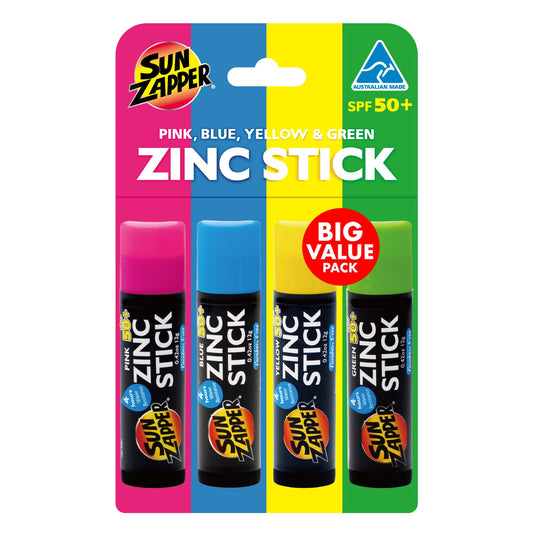 Rainbow Value Pack: Pink, Blue, Yellow & Green Zinc Stick SPF 50+